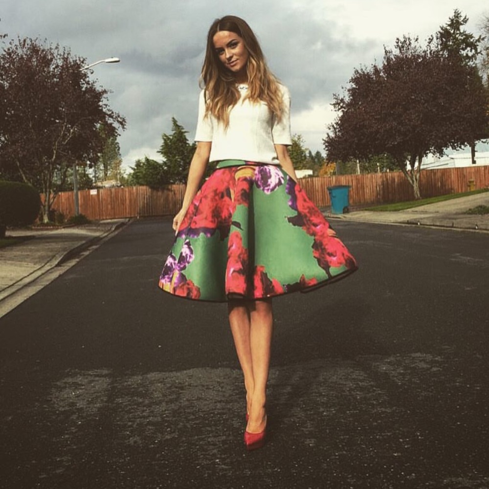 Floral Scuba skirt